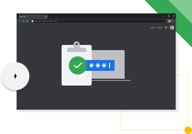 Fereastra browserului Chrome în Modul întunecat, afișând pictograma de productivitate Google.