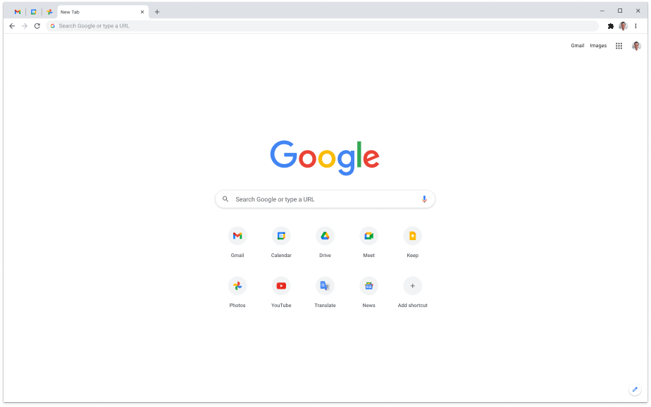 Laptop care afișează pagina de pornire Google.com.