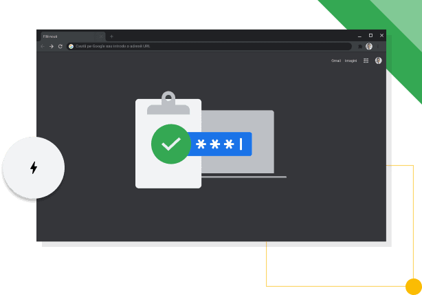 Fereastra browserului Chrome în Modul întunecat, afișând pictograma de productivitate Google.
