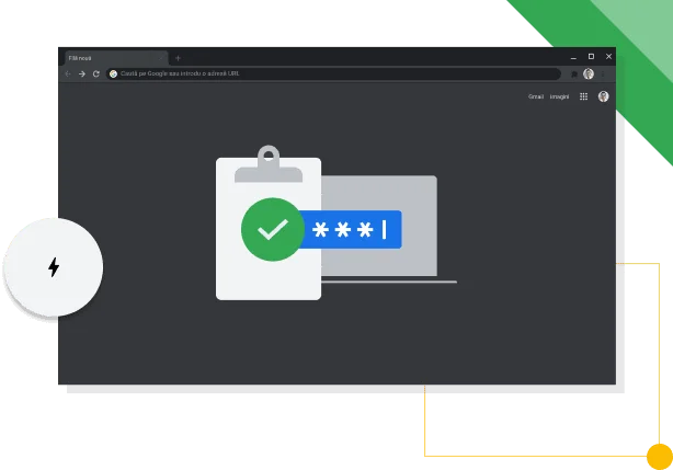 Fereastra browserului Chrome în Modul întunecat, afișând pictograma de productivitate Google.