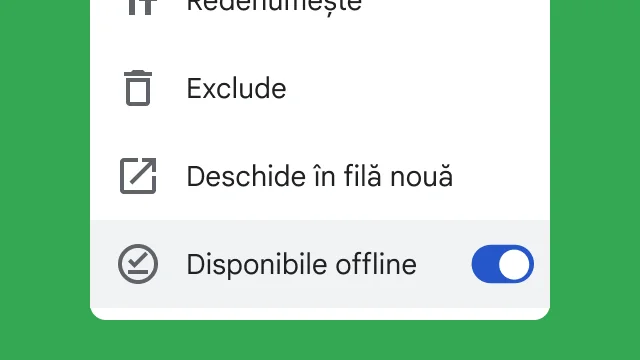 Un comutator le dă utilizatorilor posibilitatea să-și acceseze fișierele când lucrează offline.