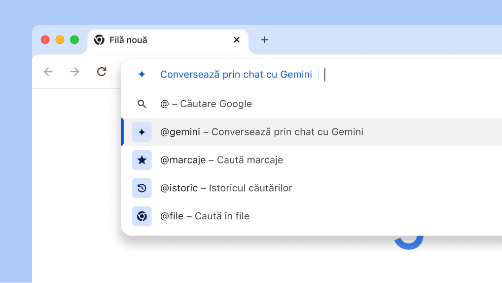 Conversează prin chat cu Gemini din bara de adrese