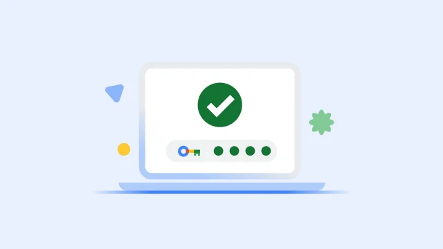 Ecran de laptop care afișează o bifă verde mare și o bară de progres pentru cheia de securitate verificată.